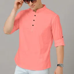 SHOPYCLICK Men Peach Kurta-image-70