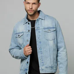 Celio Men Washed Cotton Denim Jacket with Patchwork-11