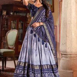 A TO Z CART Printed Ready to Wear Silk Lehenga & Unstitched Blouse With Dupatta image 4