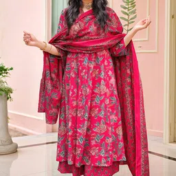 Aaghnya Women Floral Printed Kurta with Palazzo & Dupatta-picture-48