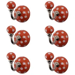 IndianShelf 6 Pcs Ceramic Dotted Door Hangers Wall Hook-8