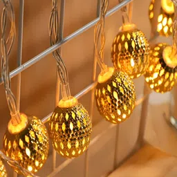 KAVYARA Gold-Toned & White Ball Shape String Lights image 2