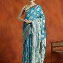 SHADOW & SAINING Ethnic Motifs Zari Banarasi Saree-picture-28