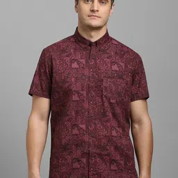 Louis Philippe Men Button-Down Collar Ethnic Motifs Printed Cotton Casual Shirt-image-37