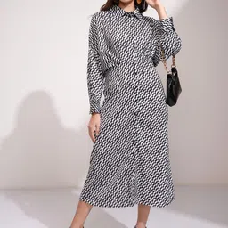 ESPYR By Tokyo Talkies Women Printed Shirt Midi Dress-image-23