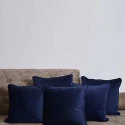 SANSKRUTIHOMES Blue Set of 5 Velvet Square Cushion Covers-image-91