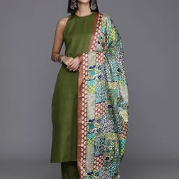 all about you Round Neck Pure Cotton Kurta With Trouser & Dupatta-image-67