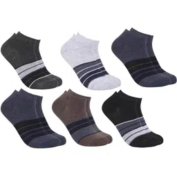 Winget Men Pack Of 6 Patterned Cotton Ankle Length Socks-picture-18