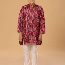 The Mini Trunk Boys Abstract Printed Mandarin Collar Regular Kurta with Trousers-3