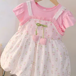 YK Floral Print Flutter Sleeve Fit & Flare Dress-8