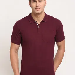 Cantabil Men Solid Polo Collar Cotton T-shirt-image-27