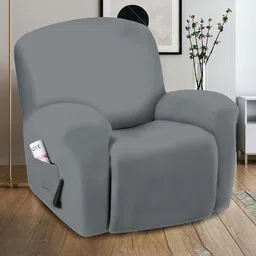 Myntra Elegant Homes Grey Solid Polyester 1 Piece Sofa Cover With Arms-17