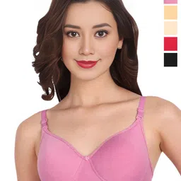 Liigne Women Pack of 5 Solid Full Coverage Non Padded Bra-image-81