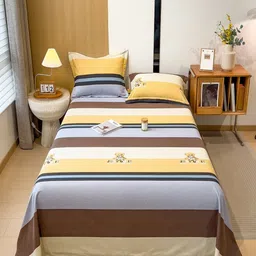 JC HOME Blue & Beige Striped 140 TC Single Bedsheet Set 1.60 mx 2.30 m-image-95