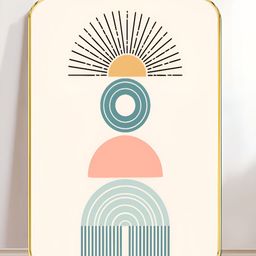 Livin'luxe White & Blue Modern Geometric Abstract Wooden Wall Art-picture-25