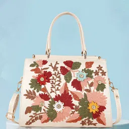 VELUCIA Floral Embellished Quilted Structured Satchel-26