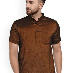 VEERA PARIDHAAN Band Collar Short Sleeves Straight Kurta-image-73