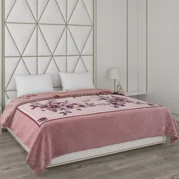 Monte Carlo Pink & Purple Floarl Heavy Winter 850 GSM Double Bed Blanket-image-12