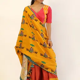 UDD Ethnic Motifs Printed Linen Dupatta-32