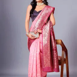 Mitera Ethnic Motifs Banarasi Saree With Blouse Piece-image-97