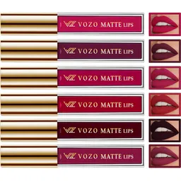VOZO Set Of 6 Velvety Smooth Matte Liquid Lipstick-4ml Each-101-103-104-105-201-204-42