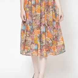 MINOS Printed Flared Midi Skirt-image-90