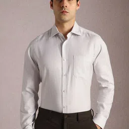 Louis Philippe Men Geometric Printed Spread Collar Cotton Formal Shirt-image-88