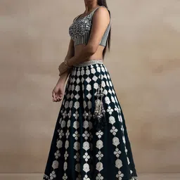 FABPIXEL Embroidered Georgette Semi Stitched Lehenga With Choli With Dupatta image 3