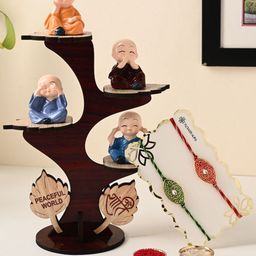 Floweraura Set of 2 Mandala Rakhi With Buddha Monk Figurines Tree Showpiece-image-15