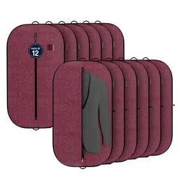 Kuber Industries Maroon & Black 12 Pieces Printed Non-Woven Suit Organisers With Zip-14