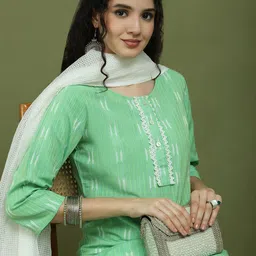 Jompers Women Regular Thread Work Kurta with Palazzos & With Dupatta image 3
