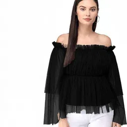 LIME N LEMON Off-Shoulder Net Bardot Top image 4