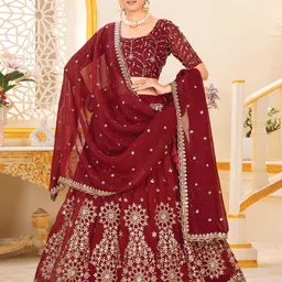 Fashorama Embroidered Sequinned Ready To Wear Lehenga With Unstitched Blouse & Dupatta-picture-18