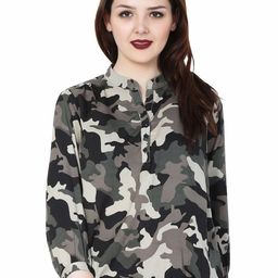MALLORY WINSTON Women Abstract Printed Mandarin Collar Top-image-71