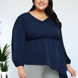 wild U Puff Sleeve Crepe Empire Top-image-58