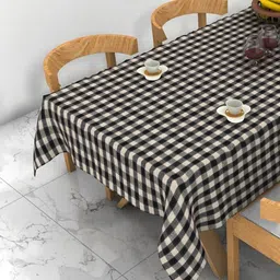 Pink Parrot Black Geometric Printed Cotton 4-Seater Table Cover-12