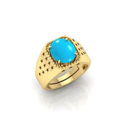 todani jems 11.25 Ratti Turquoise Stone Original Certified Firoja Gemstone Gold Plated | Adjustable Ring-picture-48