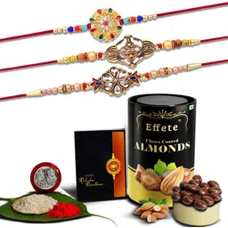 DeoDap Unisex 5 Pieces Beaded Rakhi Gift Set-image-14
