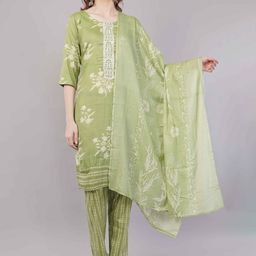 JIDI FASHION Women Floral Printed Kurta with Pyjama & Dupatta-image-43
