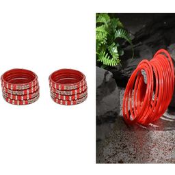 SOMIL Women Pack Of 2 Red Glass Ethnic Handcrafted Traditional Bangle-image-57