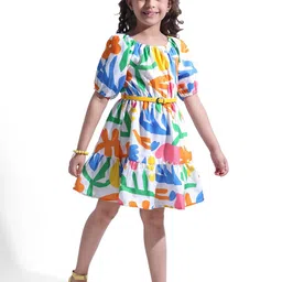 Hola Bonita Print Cold-Shoulder Fit & Flare Dress-image-56