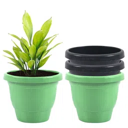 Kuber Industries Green & Black 4 Pieces Versatile & Sturdy Flower Planters-35