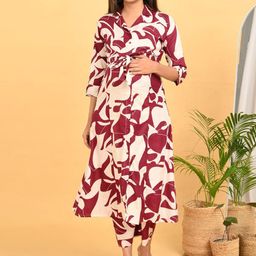 GOLDSTROMS Women Printed Maternity Pure Cotton Kurta with Trouser-image-77