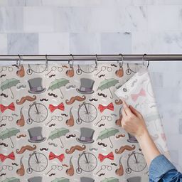 ArtzFolio White & Grey Printed Water Proof Shower Curtain-image-85