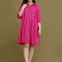 Jollity Women Floral Striped Mirror Work Floral Kurta-image-95