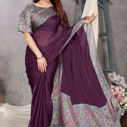 KALINI Printed Border Saree with Unstitched Blouse-8