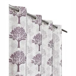UrbanArts Violet And White Floral Printed Room Darkening Window Curtain-picture-39