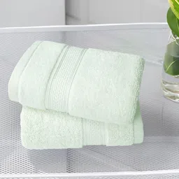 MYTRIDENT 2-Pcs Green 600 GSM Pure Cotton Hand Towels-image-36