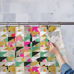 ArtzFolio Yellow & Black Abstract Printed Waterproof Shower Curtain-image-93