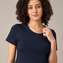 R.Code by The Roadster Life Co. Short Sleeves Round Neck Cotton Crop T-shirt-image-84